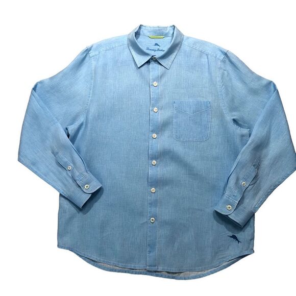 Tommy Bahama Other - Tommy Bahama Shirt Mens Large 100% Linen Long Sleeve Button Up Blue